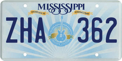 MS license plate ZHA362