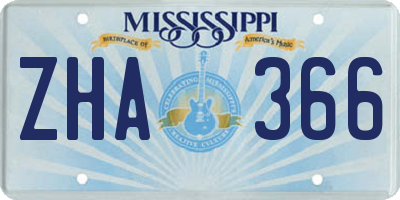 MS license plate ZHA366