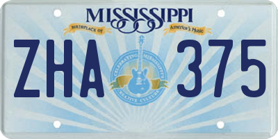 MS license plate ZHA375