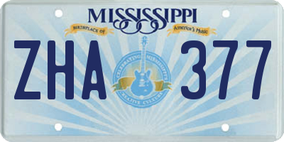 MS license plate ZHA377