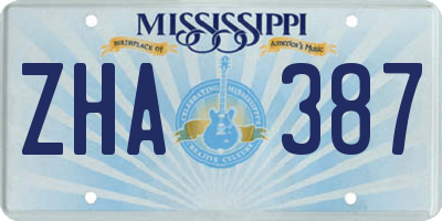 MS license plate ZHA387