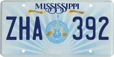 MS license plate ZHA392