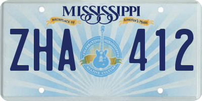 MS license plate ZHA412