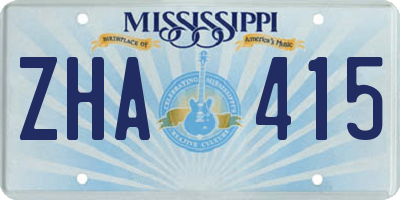 MS license plate ZHA415