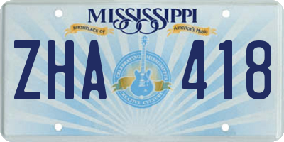 MS license plate ZHA418