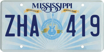 MS license plate ZHA419