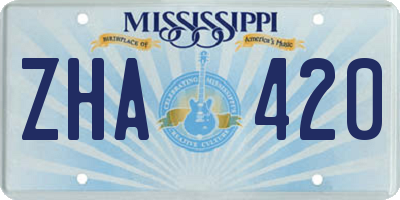 MS license plate ZHA420