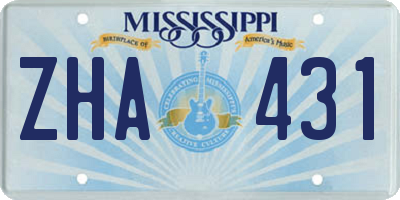 MS license plate ZHA431