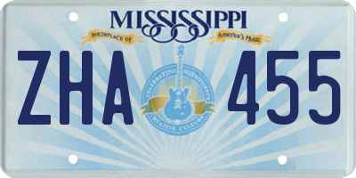MS license plate ZHA455