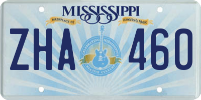 MS license plate ZHA460