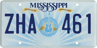 MS license plate ZHA461