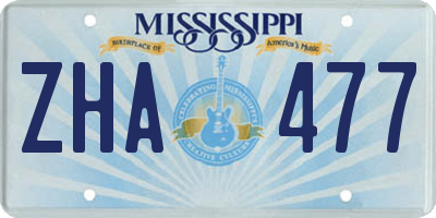 MS license plate ZHA477