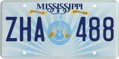 MS license plate ZHA488