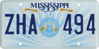 MS license plate ZHA494