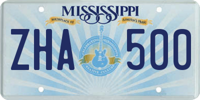 MS license plate ZHA500