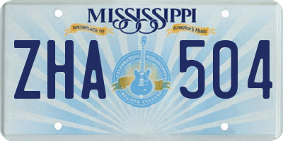 MS license plate ZHA504