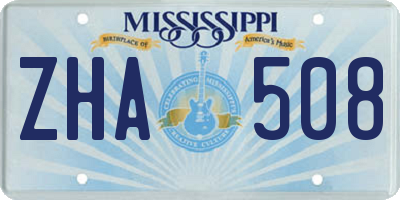 MS license plate ZHA508