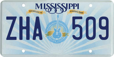 MS license plate ZHA509