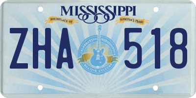 MS license plate ZHA518