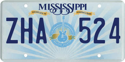 MS license plate ZHA524