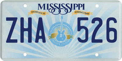 MS license plate ZHA526