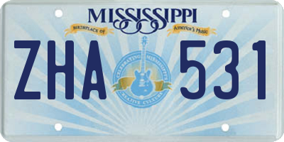 MS license plate ZHA531