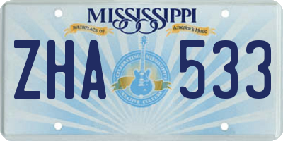 MS license plate ZHA533