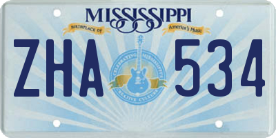 MS license plate ZHA534
