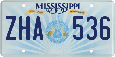 MS license plate ZHA536