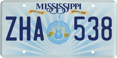 MS license plate ZHA538