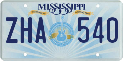 MS license plate ZHA540