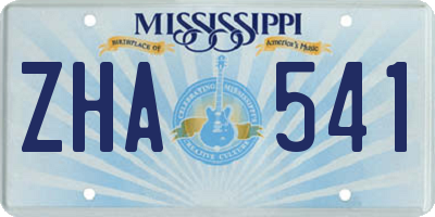 MS license plate ZHA541