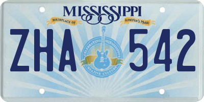 MS license plate ZHA542