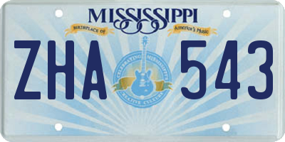 MS license plate ZHA543