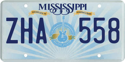 MS license plate ZHA558