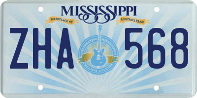 MS license plate ZHA568