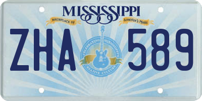 MS license plate ZHA589