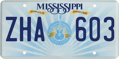 MS license plate ZHA603