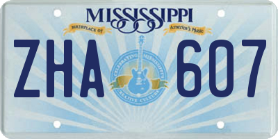 MS license plate ZHA607