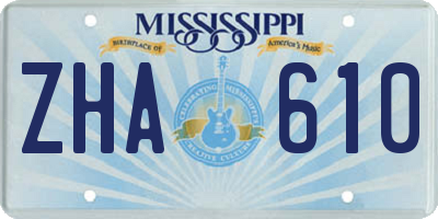 MS license plate ZHA610