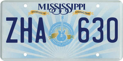 MS license plate ZHA630