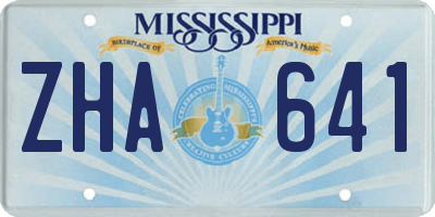 MS license plate ZHA641