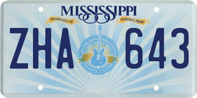 MS license plate ZHA643