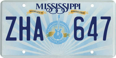 MS license plate ZHA647