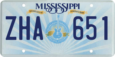 MS license plate ZHA651