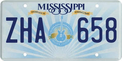 MS license plate ZHA658