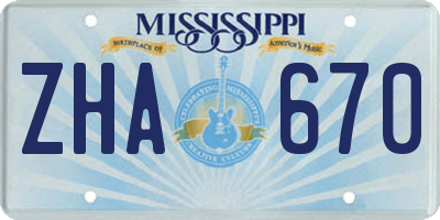MS license plate ZHA670