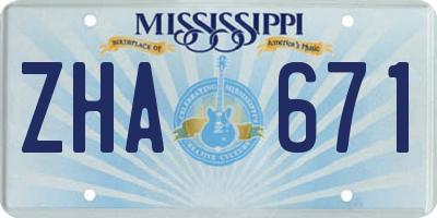 MS license plate ZHA671