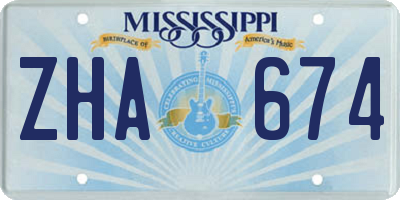 MS license plate ZHA674