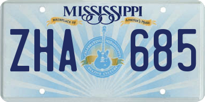 MS license plate ZHA685